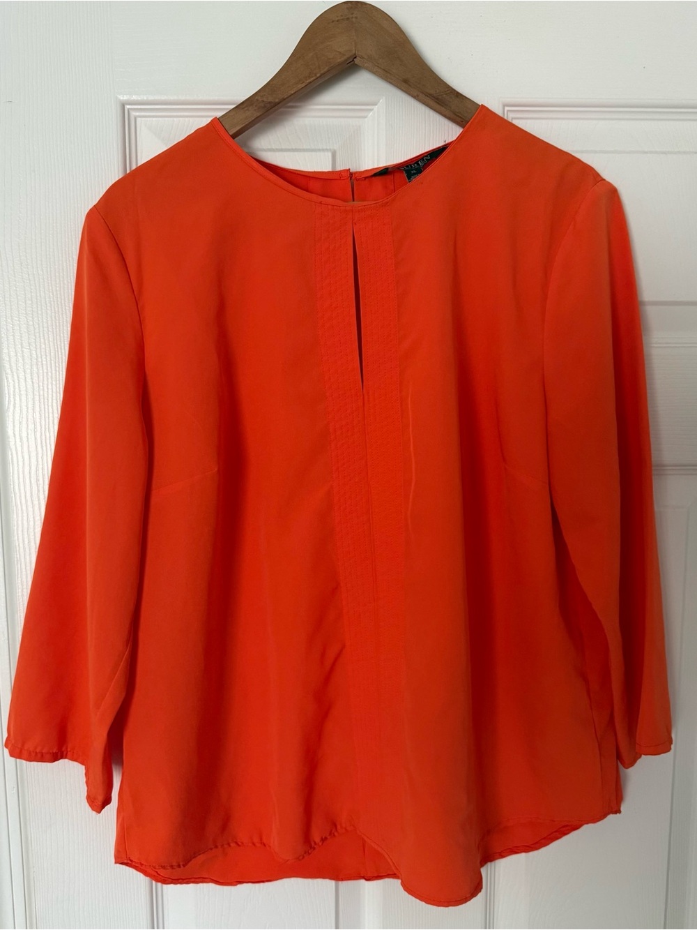 Lauren Ralph Lauren Bright Orange Pleated-Front Blouse